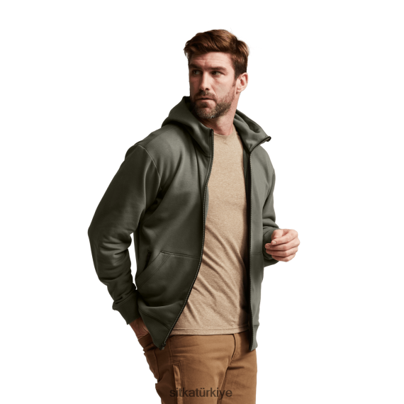 üstler SITKA Gear temel fermuarlı kapüşonlu üst baldıran yeşili erkekler LTX80H116