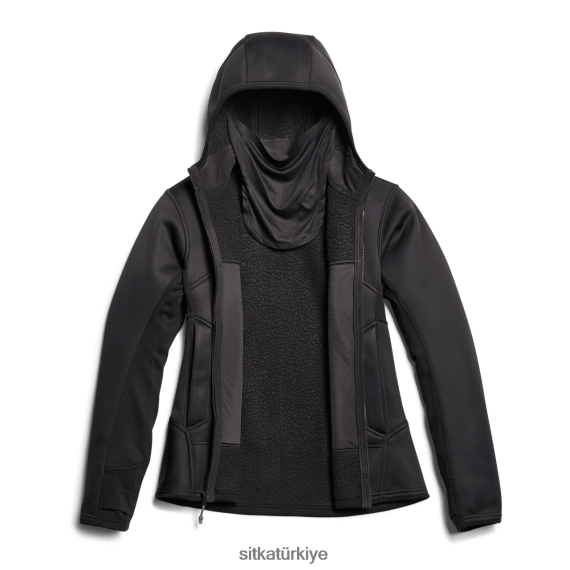 üstler SITKA Gear çapraz kapüşonlu siyah kadınlar LTX80H395