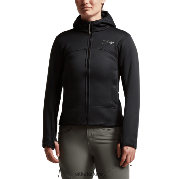 üstler SITKA Gear çapraz kapüşonlu siyah kadınlar LTX80H395