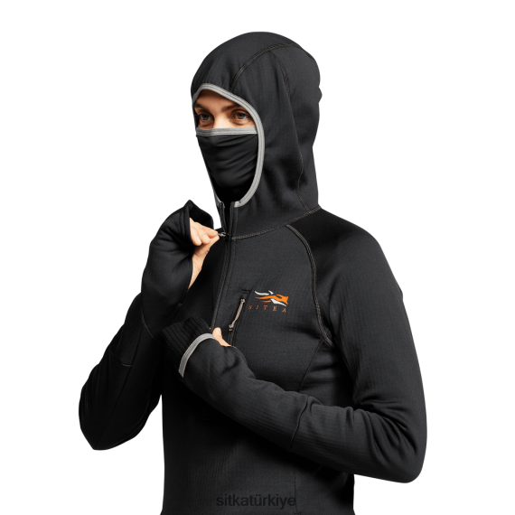 üstler SITKA Gear fanatik kapüşonlu siyah kadınlar LTX80H399